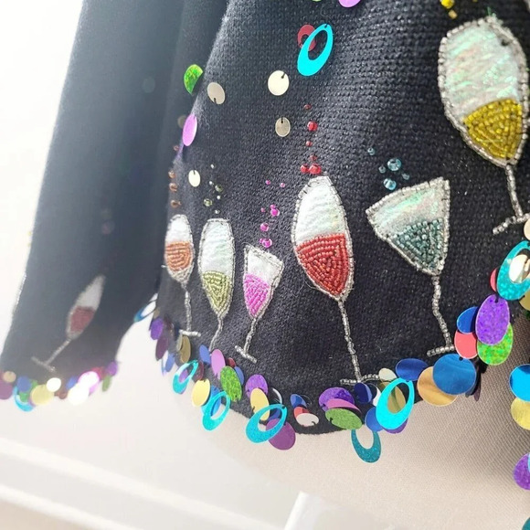 Design Options Phillip Jane Gordon Party Cocktail Sequin Cardigan Ugly Sweater L - Picture 4 of 15